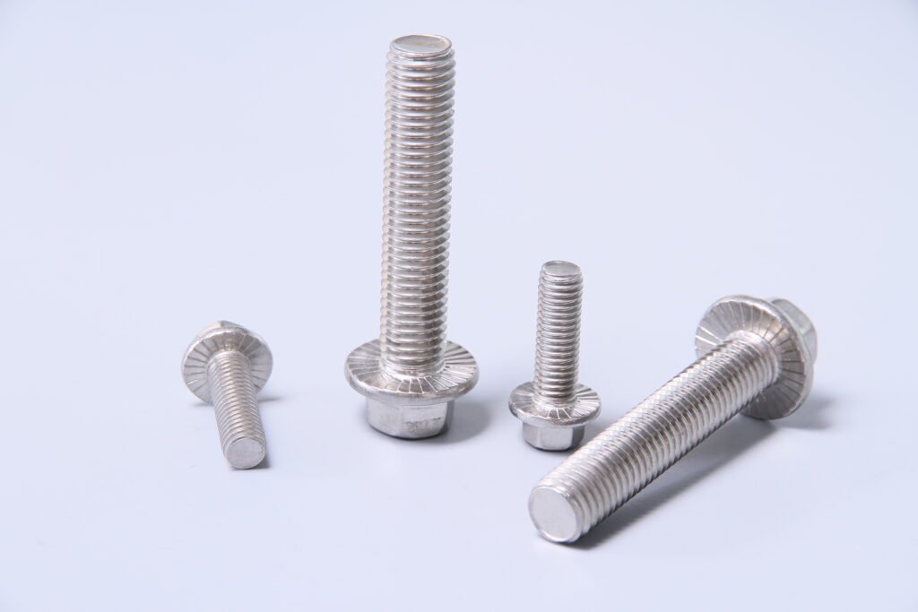 Various sizes of metal bolts