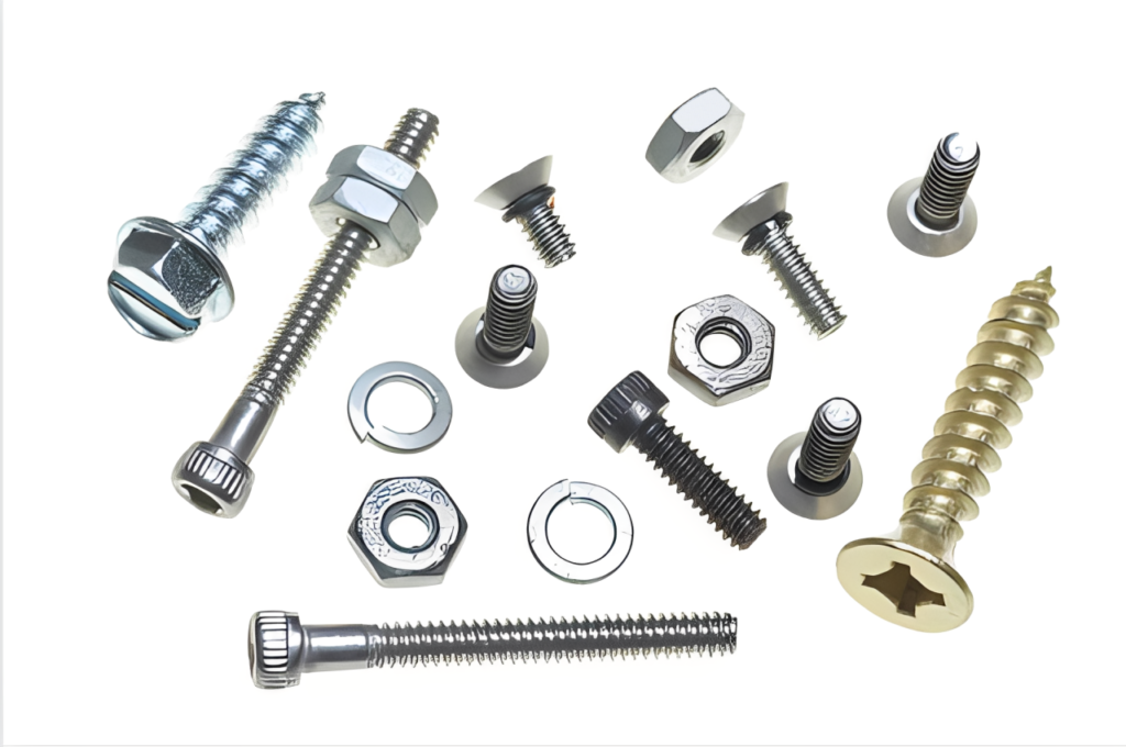 Various types of screws and fasteners